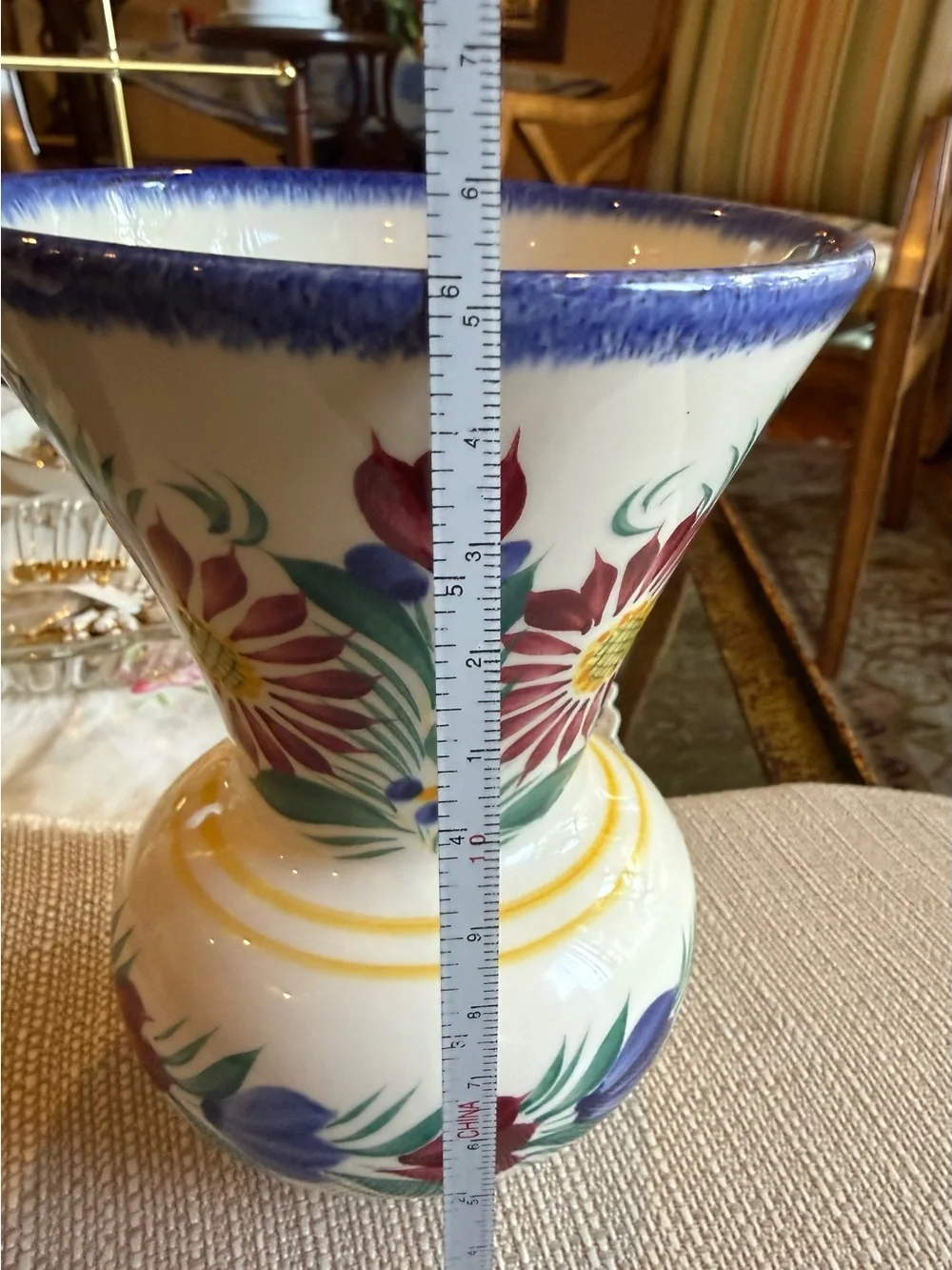 Vintage HB Henriot Quimper France Hand-Painted Floral Faience Vase